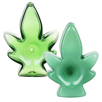 Humble Hemp Leaf Glass Hand Pipe - 3" / Colors Vary - Headshop.com