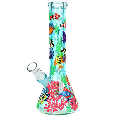 Reef Riot Glow In The Dark Beaker Water Pipe - 10" / 14mm F - Headshop.com