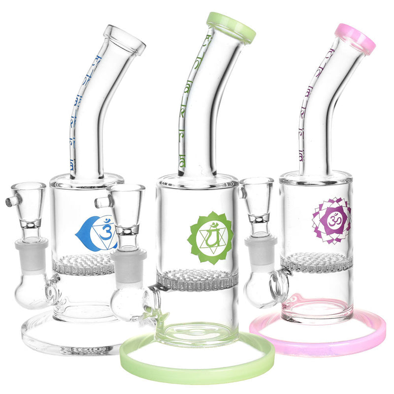 Chakra Focus Honeycomb Perc Water Pipe - 8"/14mm F/Colors Vary - Headshop.com