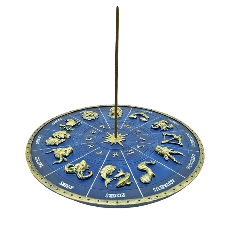 Round Starsign Zodiac Polyresin Incense Burner - Headshop.com