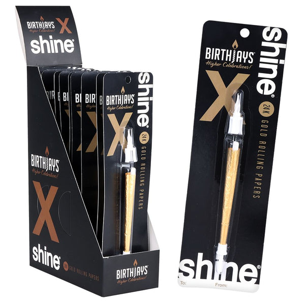 10CT DISPLAY - BirthJays x Shine Papers Golden Pre-Roll Candle Cone - King Size