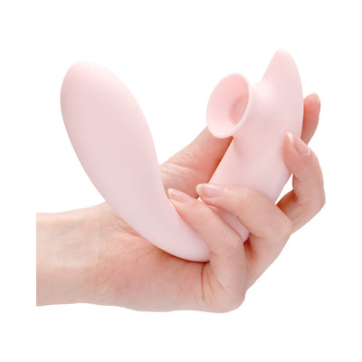 Shots Irresistible Desirable Rechargeable Silicone Soft Pressure Air Wave Dual Stimulator Pink