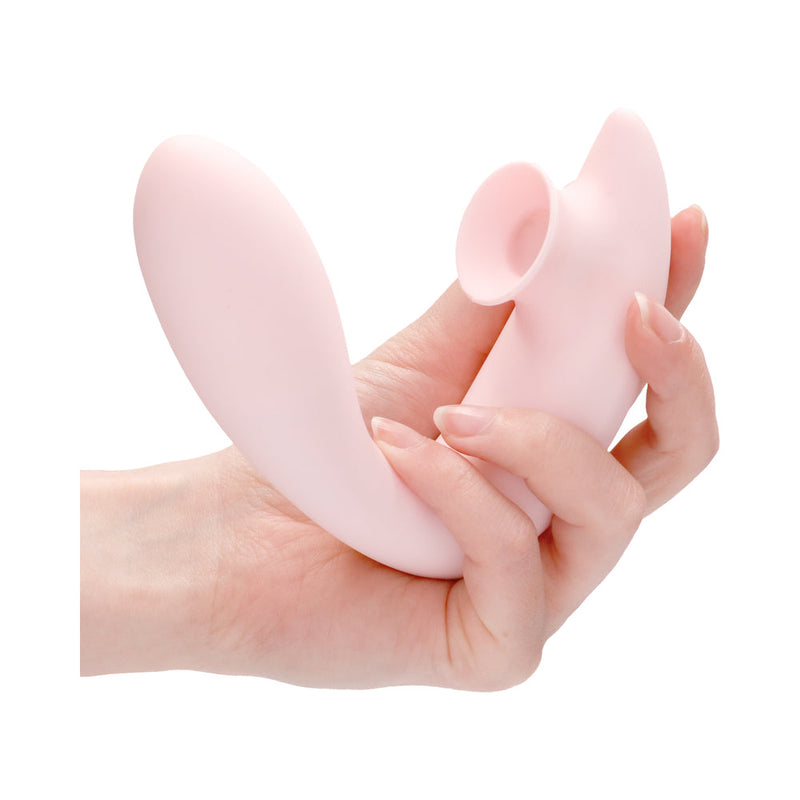 Shots Irresistible Desirable Rechargeable Silicone Soft Pressure Air Wave Dual Stimulator Pink