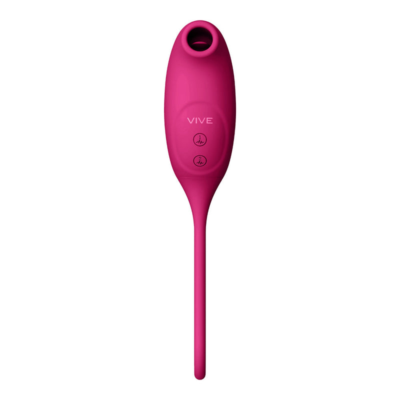 VIVE QUINO Rechargeable Air Wave & Vibrating Silicone Egg Vibrator Pink