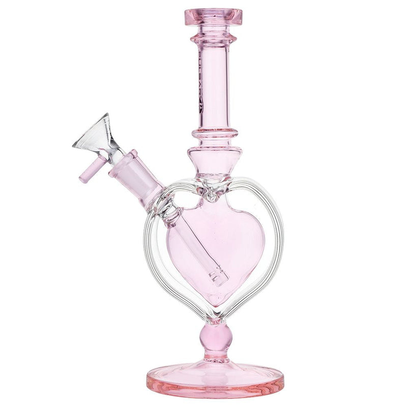 Pulsar Pink Heart Chalice Glass Water Pipe - 9" / 14mm F