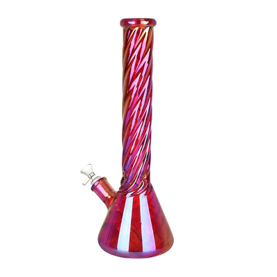 Red Spiral Neck Glass Beaker Water Pipe | 14mm F - Headshop.com