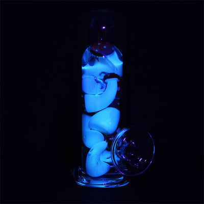 Shroom Party Glow In The Dark Glass Hand Pipe - 5.25" - Headshop.com