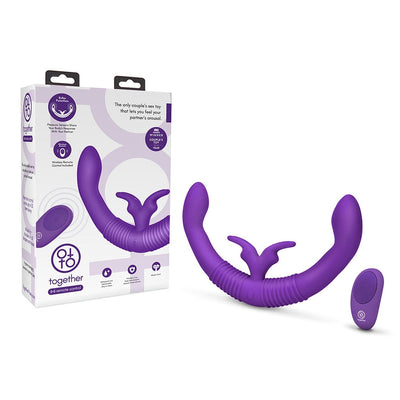 Together Couples Toy Remote-Controlled Dual Ended Rabbit Vibrator Purple