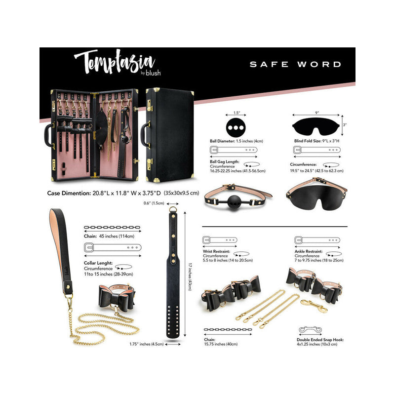 Temptasia Safe Word 10-Piece Bondage Kit with Suitcase Black