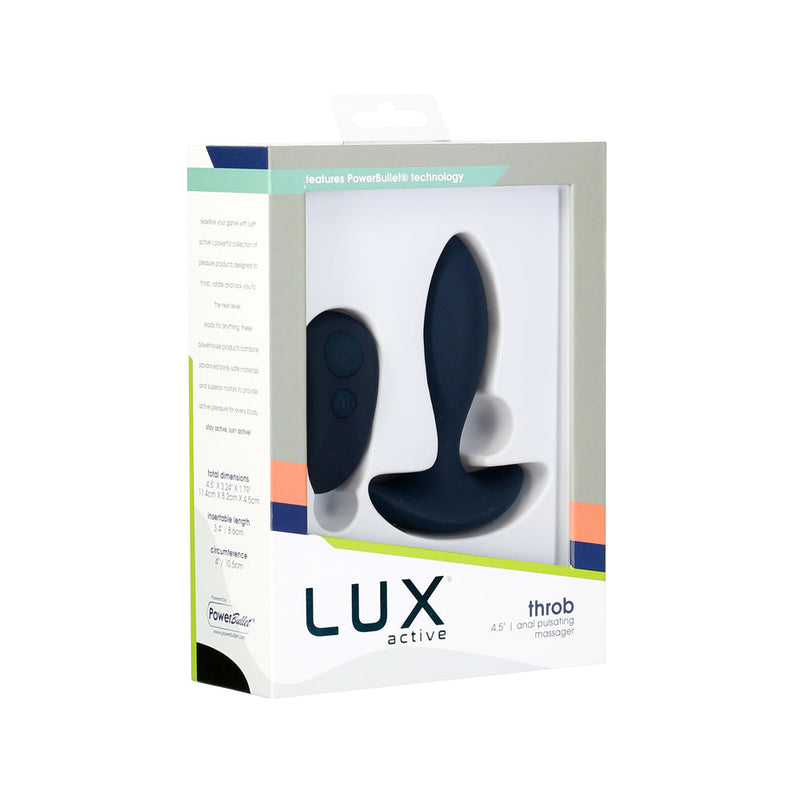 Lux Active Throb 4.5 in. Anal Pulsating Silicone Massager Black