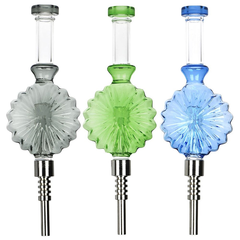 Retro Art Deco Round Bubbler Glass Dab Straw - 8