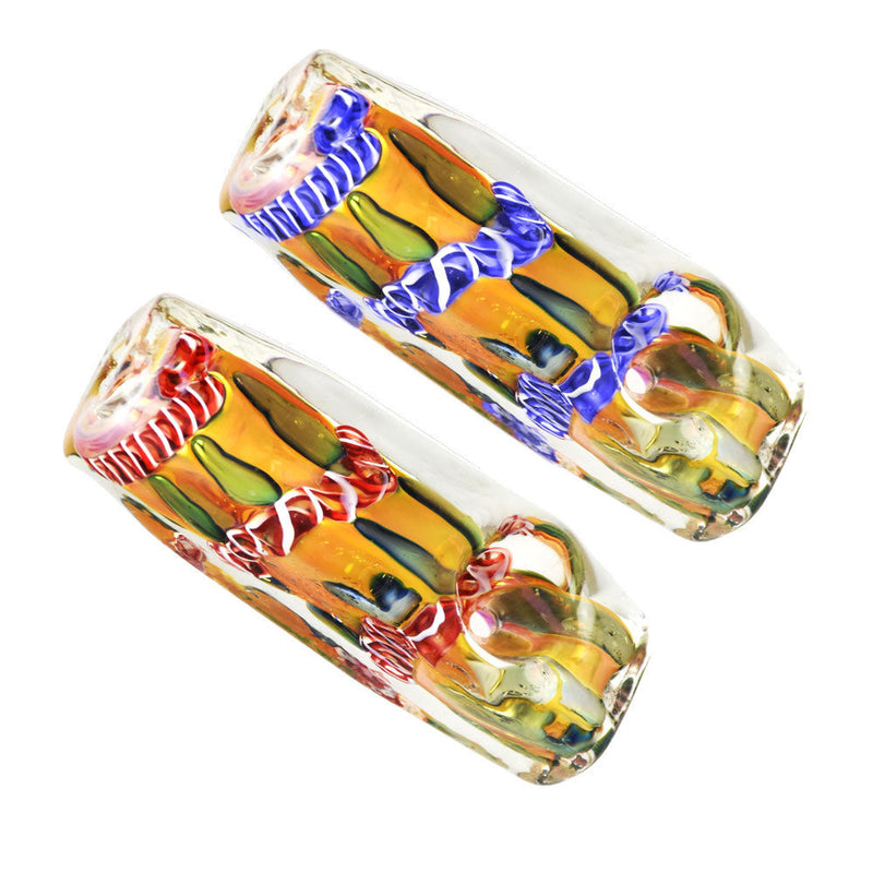 Fumed Metallic Abstract Squared Hand Pipe - 3" / Colors Vary - Headshop.com