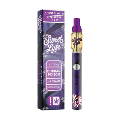 Sweet Lyfe Disposable Vape 2.5ml w Live Resin Delta + THCP Blend - Durban Poison - Sativa - Headshop.com