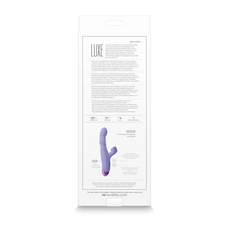 Luxe Nova Rechargeable Thrusting & Throbbing Stimulator Purple