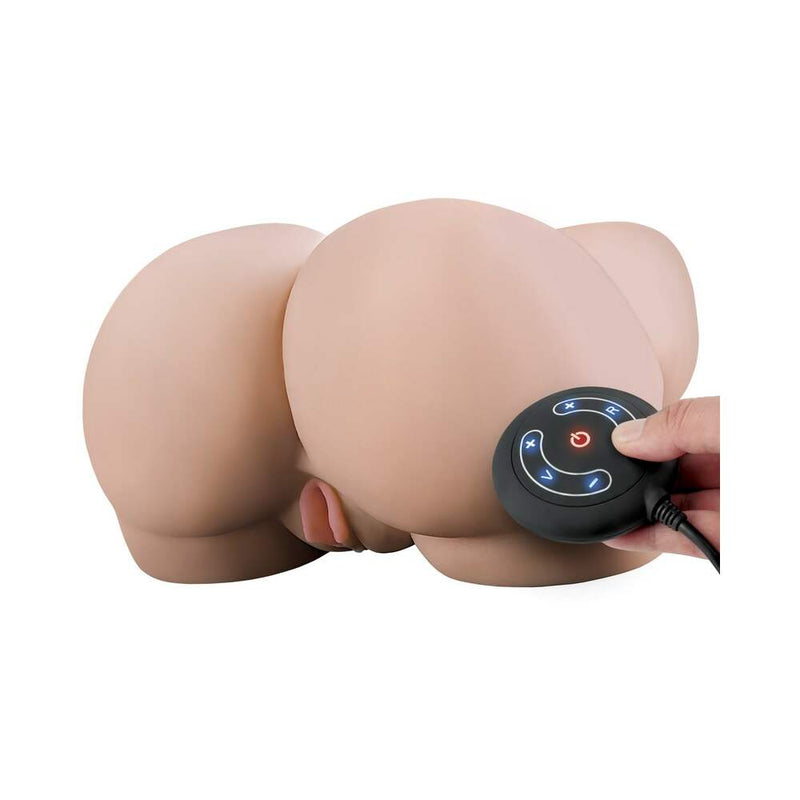 PDX Elite Milk Me Silly Remote-Controlled Vibrating Rotating Dual-Entry Mega Masturbator Beige