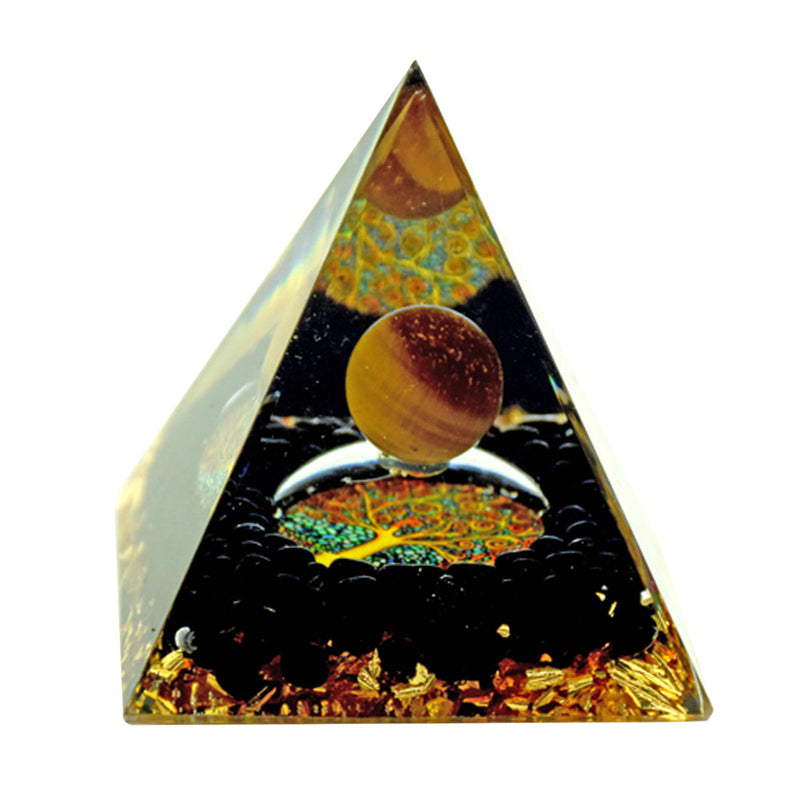 Tree Of Life w/ Globe Orgonite Pyramid - 2.5" - Headshop.com