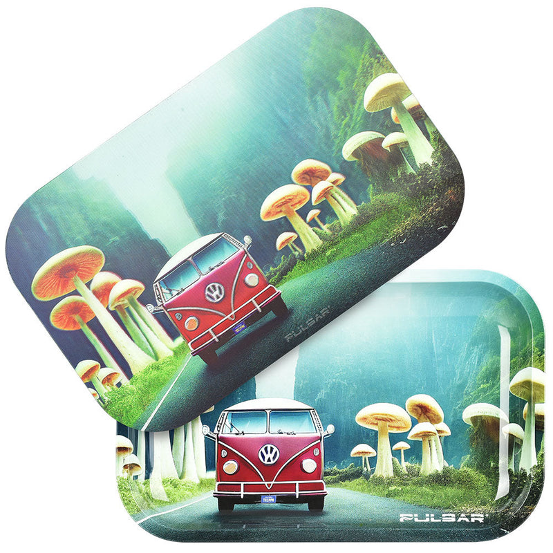 Pulsar Metal Rolling Tray w/ 3D Lid  - 11"x7"/Camper Van Shroom Trip - Headshop.com