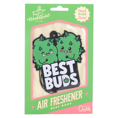 Wood Rocket Car Air Freshener - Best Buds / Pine Scent / 3.5"x3.75"