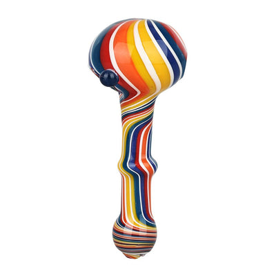 Rainbow Stripes Glass Spoon Pipe - 5" - Headshop.com