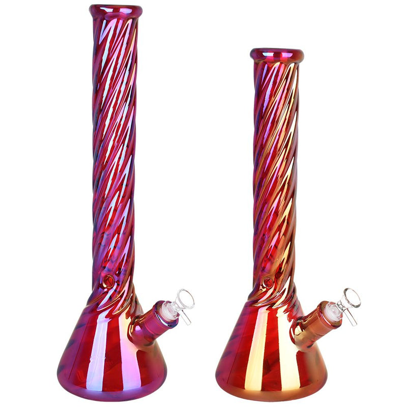 Red Spiral Neck Glass Beaker Water Pipe | 14mm F - Headshop.com