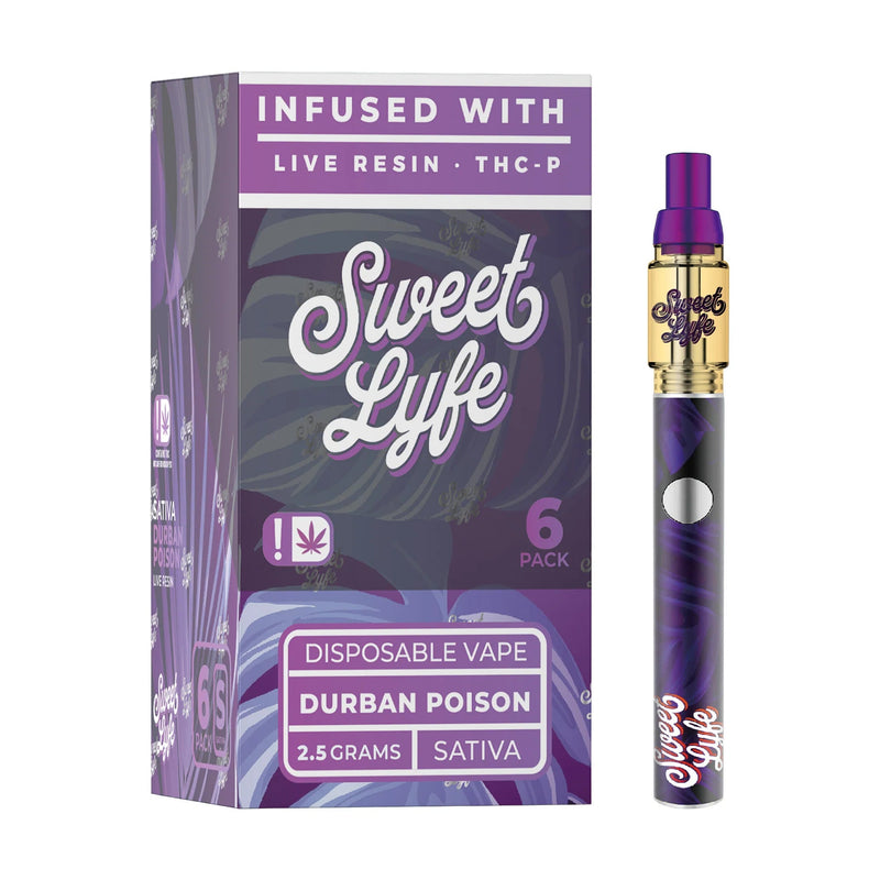 Sweet Lyfe Disposable Vape 2.5ml w Live Resin Delta + THCP Blend - Durban Poison - Sativa - Headshop.com