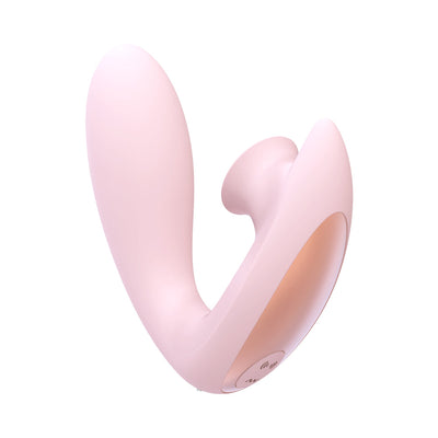 Shots Irresistible Desirable Rechargeable Silicone Soft Pressure Air Wave Dual Stimulator Pink