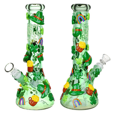 St. Patrick's Day Glow In The Dark Water Pipe - 10" / 14mm F - Headshop.com