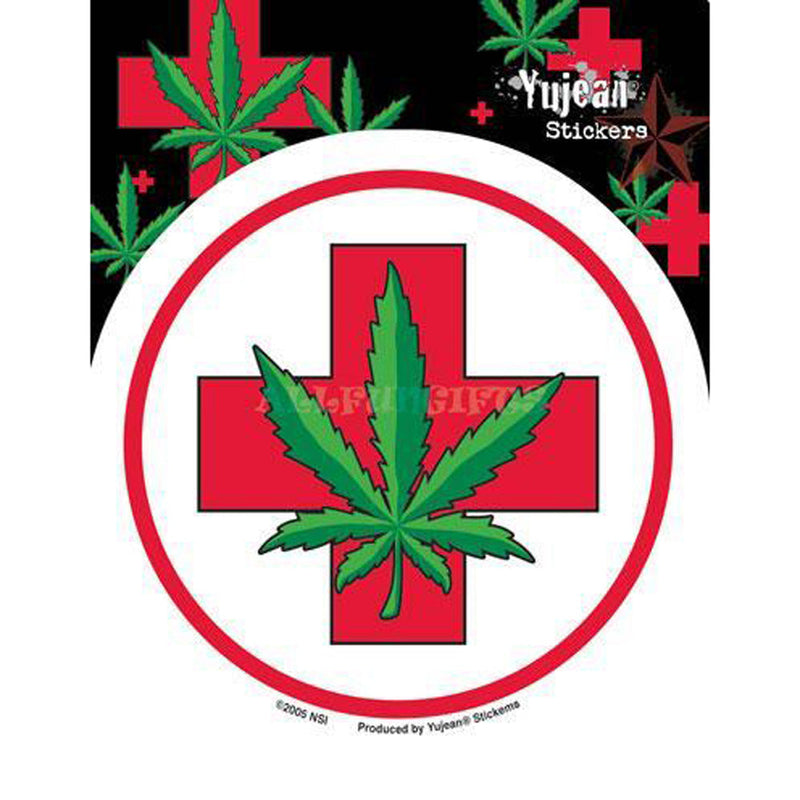 Medical Hemp Leaf Round Indoor/Outdoor Sticker - 3.75" - Headshop.com