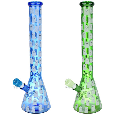 Ghostly Glow Beaker Water Pipe - 18" / 14mm F / Colors Vary - Headshop.com