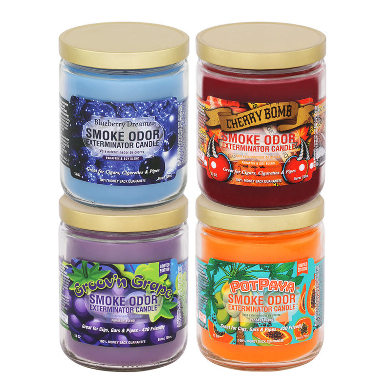 12pc Box - Smoke Odor Exterminator Candles - 13oz / Berry Mix - Headshop.com