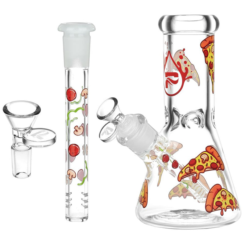 Pulsar Pizza Design Glass Beaker Water Pipe - 7.75" / 14mm F - Headshop.com