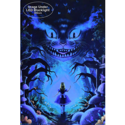 Alice in Wonderland Meets The Cheshire Cat Non-Flocked Black Light Poster