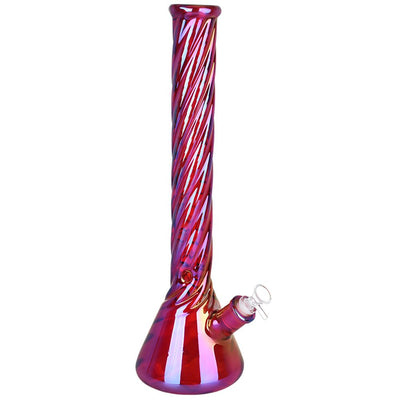 Red Spiral Neck Glass Beaker Water Pipe | 14mm F - Headshop.com