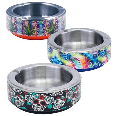 12PC DISP- Fujima Trippy Glow Ashtray -4.25"/Asst Styles - Headshop.com