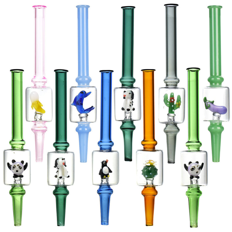 Mini Figurine Dab Straw - 6.5"/Assorted Designs 10PC SET - - Headshop.com