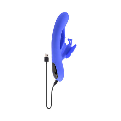 Evolved Butterfly Dreams Rechargeable Dual Stim Vibe Silicone Blue