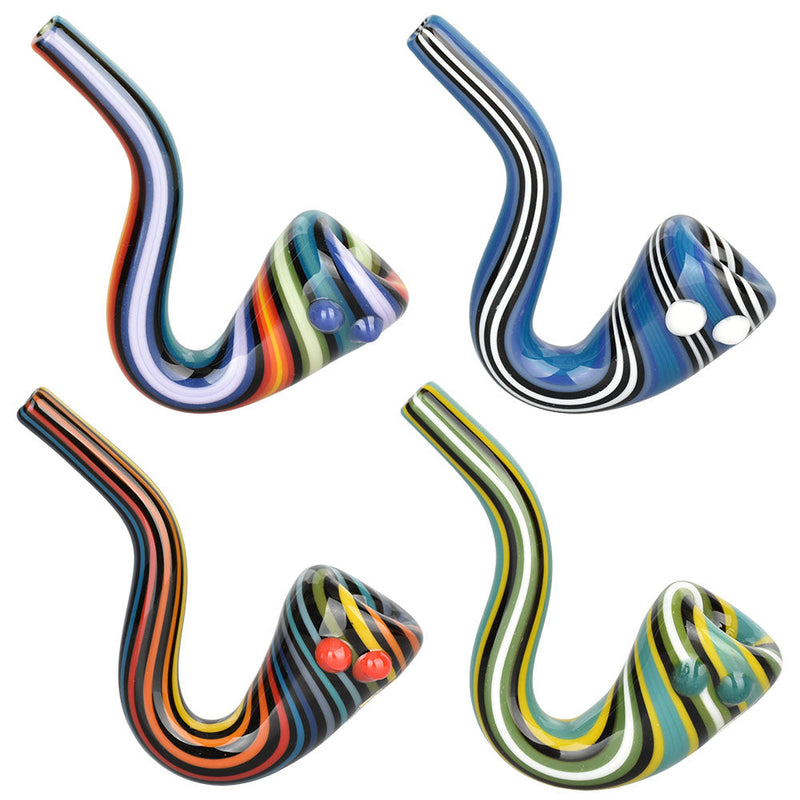 4PC SET - Pulsar Scrumptious Striped Sherlock Pipe - 4"/Colors Vary - Headshop.com