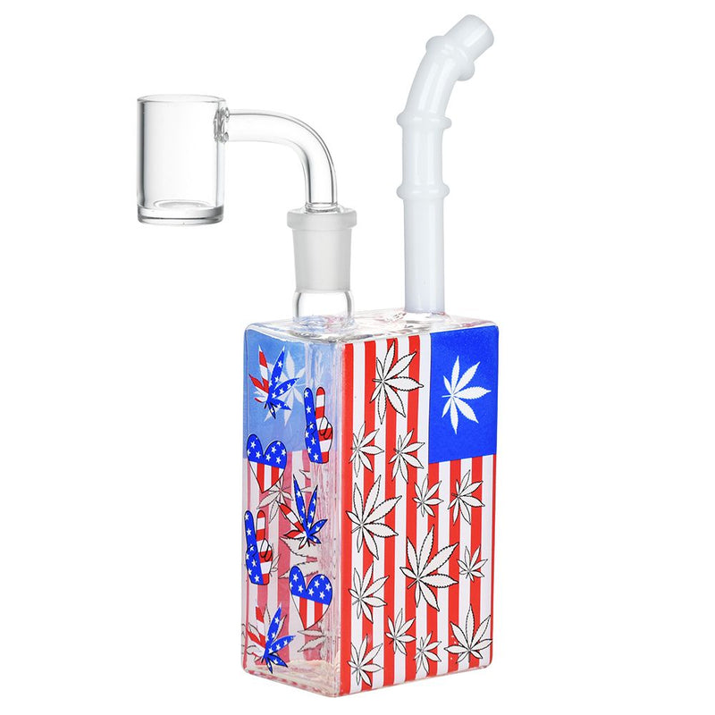 Patriotic Leaf Juice Box Glass Dab Rig - 7.5" / 14mm F - Headshop.com