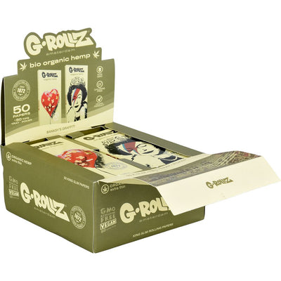 G-ROLLZ x Banksy's Graffiti Papers + Tips | 50pc | King Size | 16pk - Headshop.com