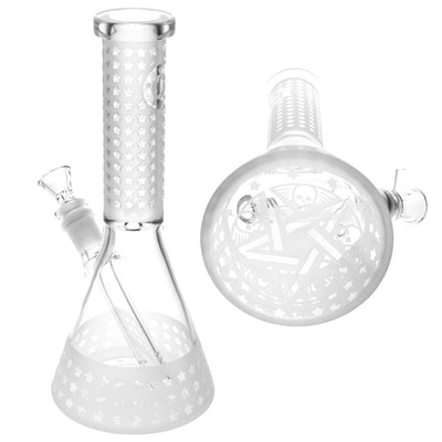 Top Eight Etched Beaker Water Pipe - 9.75"/14mm F/Designs Vary - Headshop.com