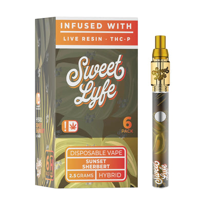 Sweet Lyfe Vape Pen 2.5ml w  Live Resin Delta + THCP - Sunset Sherbert - Indica - Headshop.com