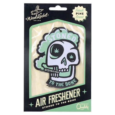 Wood Rocket Car Air Freshener - Stoned To The Bone / Pine Scent / 4"x3"