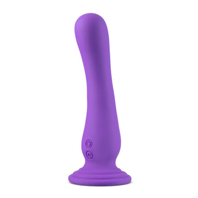 Impressions Ibiza Rechargeable Silicone 7.75 in. Vibrating Dildo with Suction Cup Plum