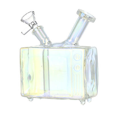 Retro TV Electroplated Glass Water Pipe - 5.75" / 14mm F / Colors Vary - Headshop.com