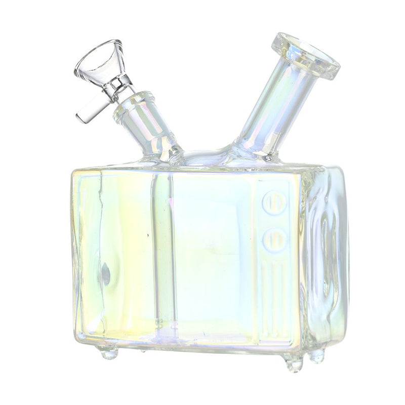 Retro TV Electroplated Glass Water Pipe - 5.75" / 14mm F / Colors Vary - Headshop.com