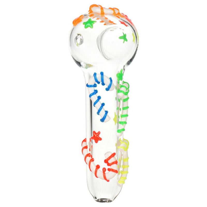 Neon Candy Cane Glass Spoon Pipe - 5"