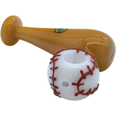 LA Pipes "420 Stretch" Bat & Baseball Glass Pipe - Headshop.com