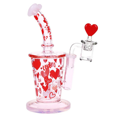 Pulsar Valentine's Love Hearts Glass Dab Rig Set - 8.5" / 14mm F