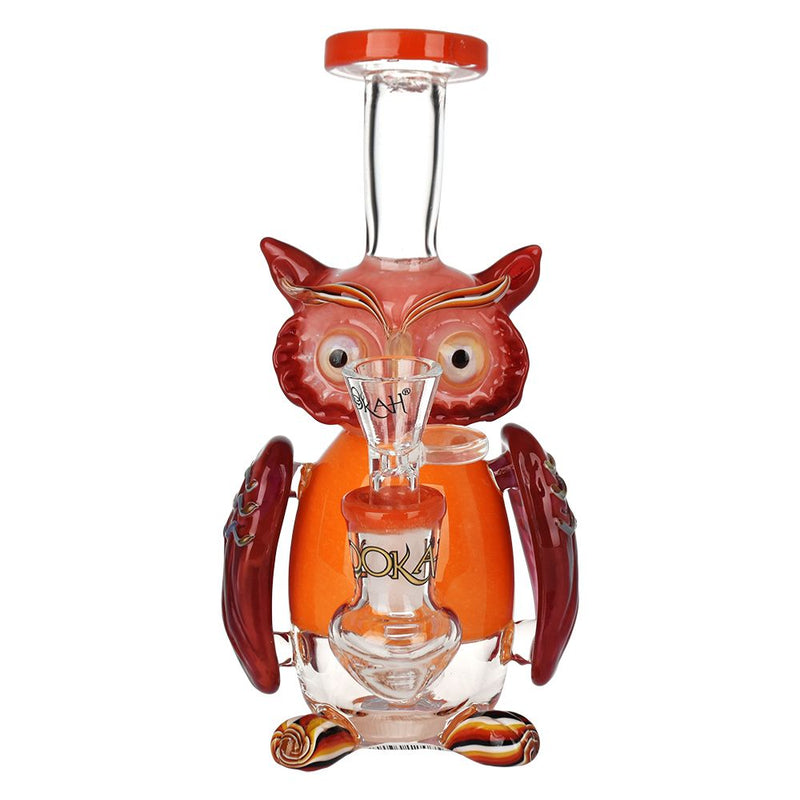 Lookah Glass Owl Water Pipe - 6.75" / 14mm F / Colors Vary