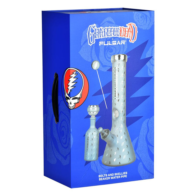 Grateful Dead x Pulsar Bolts And Skellies Glass Beaker Water Pipe Set | 13.75" | 14mm F